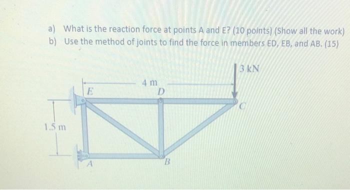 Solved a) What is the reaction force at points A and E? (10 | Chegg.com