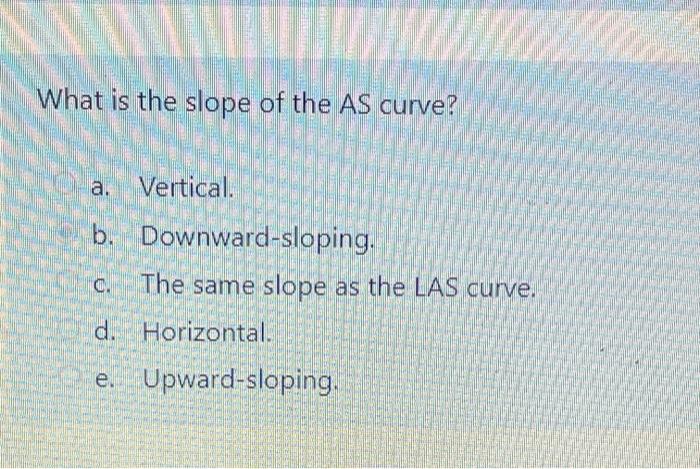 Solved What is the slope of the AS curve? a. Vertical. b. | Chegg.com