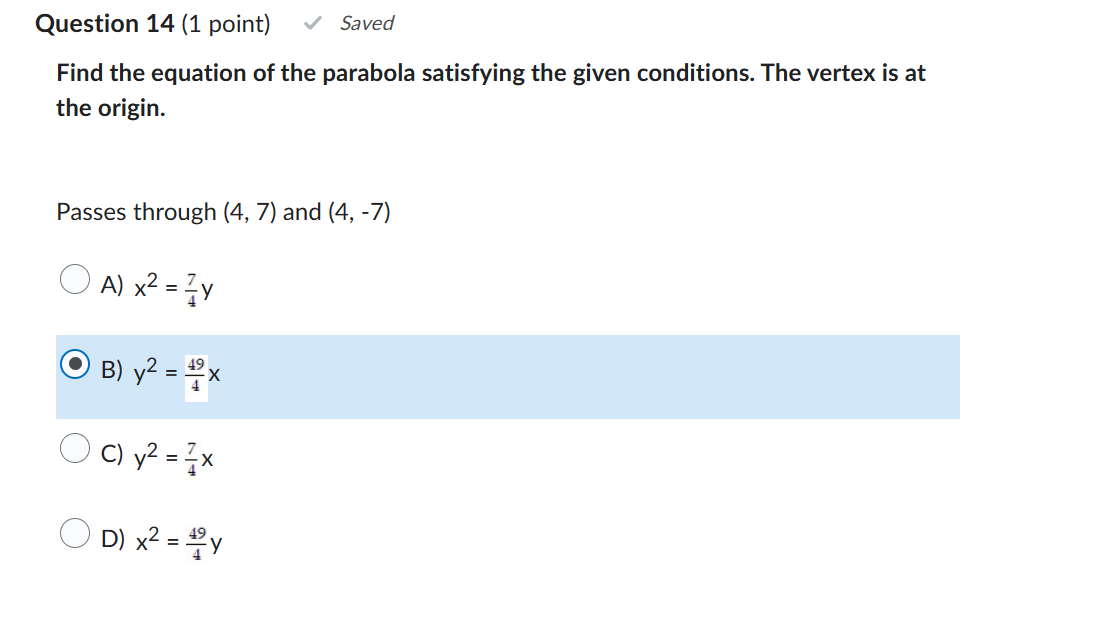 Solved Question 14 (1 ﻿point)Find the equation of the | Chegg.com
