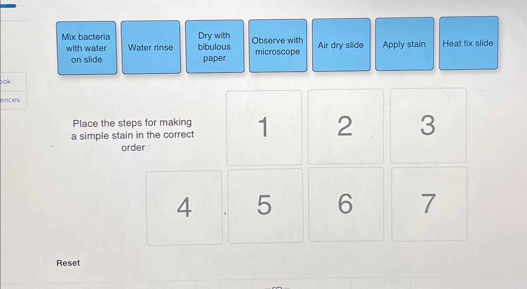 Solved Place the steps for making a simple stain in the | Chegg.com