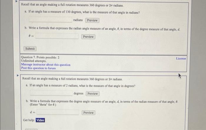 Solved Recall that an angle making a full rotation measures | Chegg.com