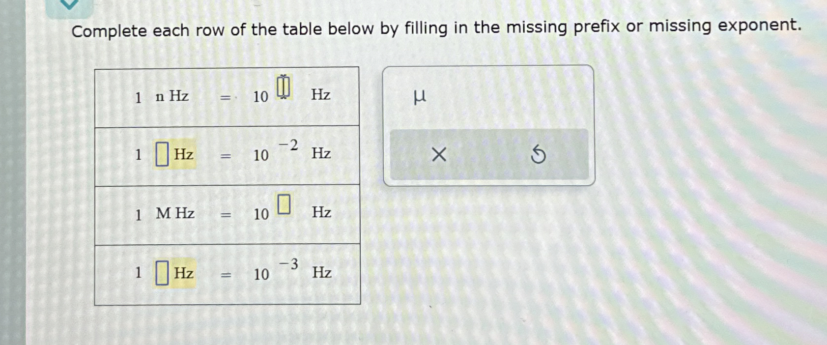 Solved Complete each row of the table below by filling in | Chegg.com