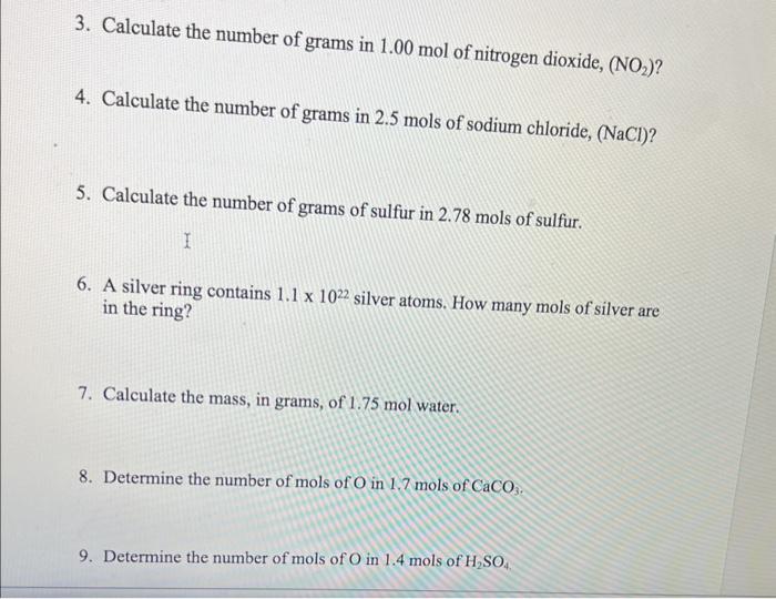 Solved 3. Calculate the number of grams in 1.00 mol of | Chegg.com