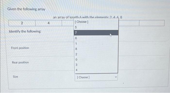 Solved Question 19 3 pts Given the following array an array | Chegg.com