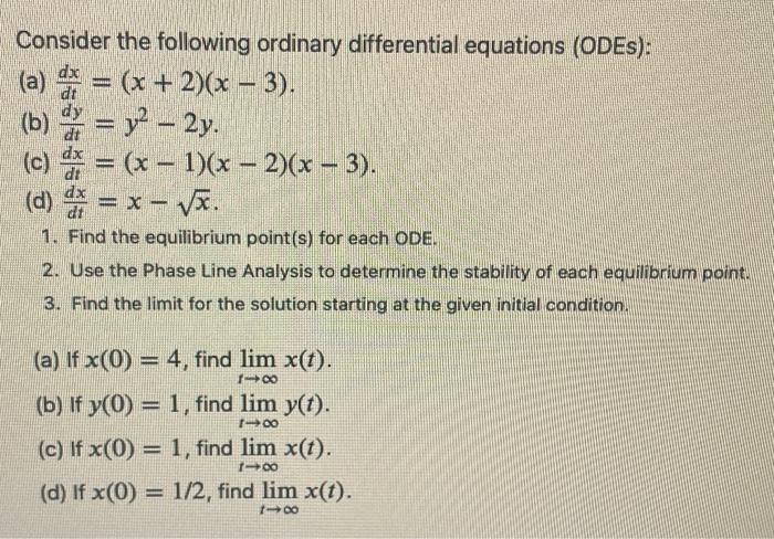 Solved Consider the following ordinary differential | Chegg.com