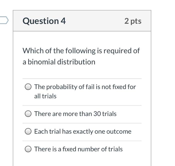 Solved Question 4 2 pts Which of the following is required | Chegg.com