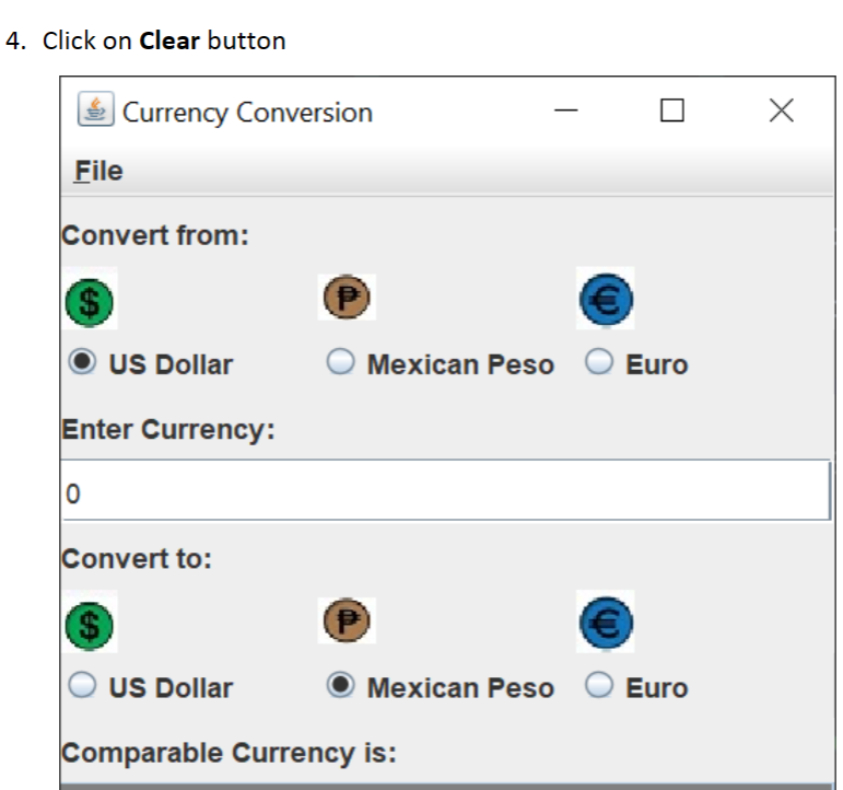 Solved Click on Clear buttonCurrency ConversionFileConvert | Chegg.com
