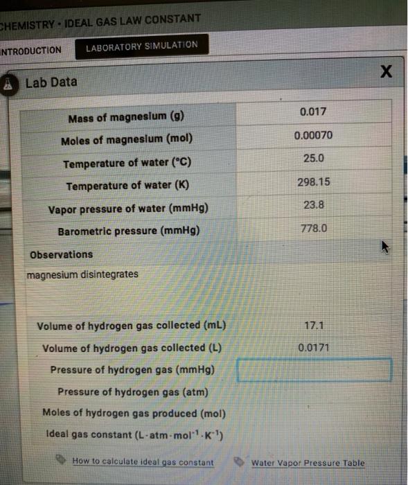 Solved CHEMISTRY IDEAL GAS LAW CONSTANT INTRODUCTION