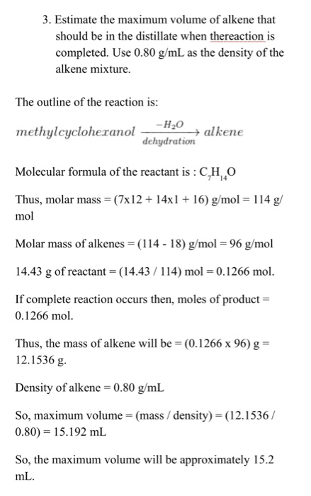 Calculate The Theoritical Volume Of Water In Chegg 