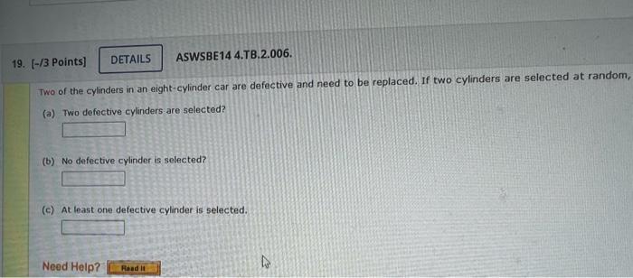 Solved Two of the cylinders in an eight-cylinder car are | Chegg.com