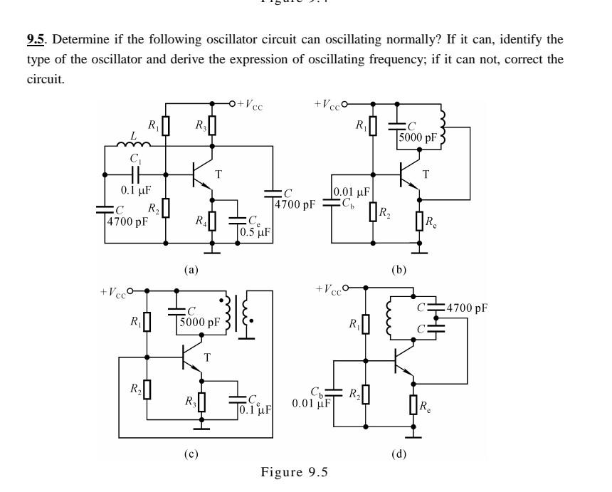 Solved 9.5. Determine if the following oscillator circuit | Chegg.com