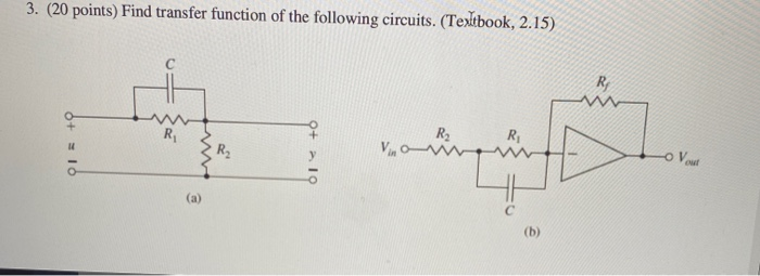 Solved 3. (20 points) Find transfer function of the | Chegg.com