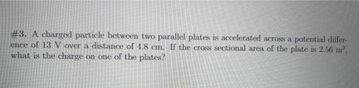 Solved #3. A charged particle between two parallel plates is | Chegg.com