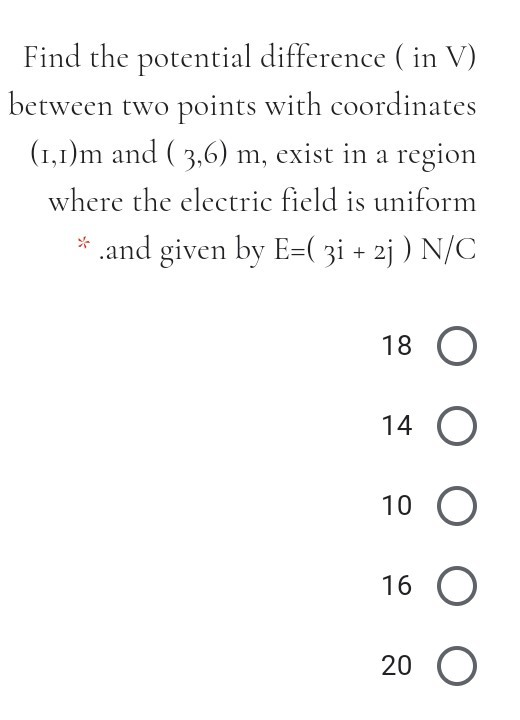 Solved Find the potential difference ( in V) between two | Chegg.com