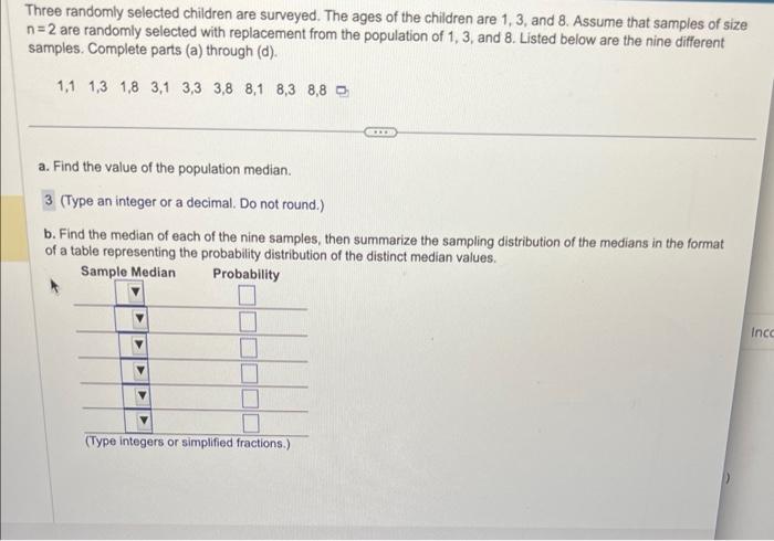 Solved Three randomly selected children are surveyed. The | Chegg.com