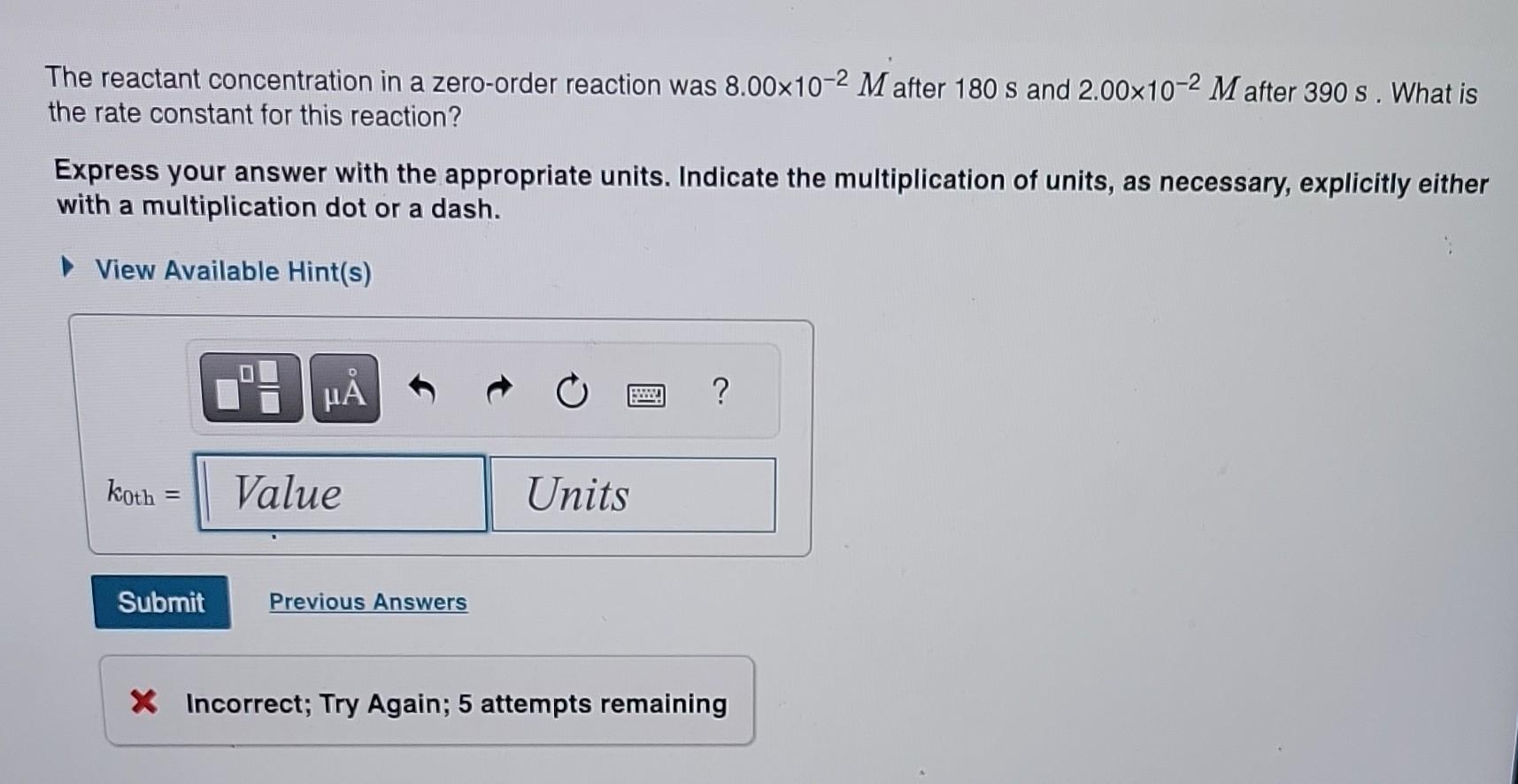 Solved The integrated rate laws for zero-, first-, and | Chegg.com
