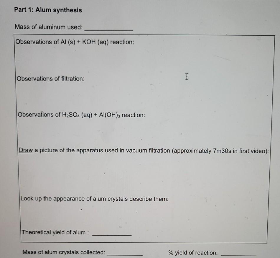 experiment 6 synthesis of alum