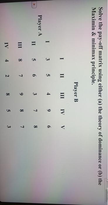Solved Solve the pay-off matrix using either (a) the theory | Chegg.com