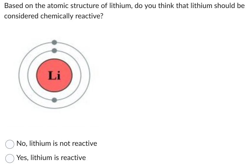 Solved Based on the atomic structure of lithium, do you | Chegg.com