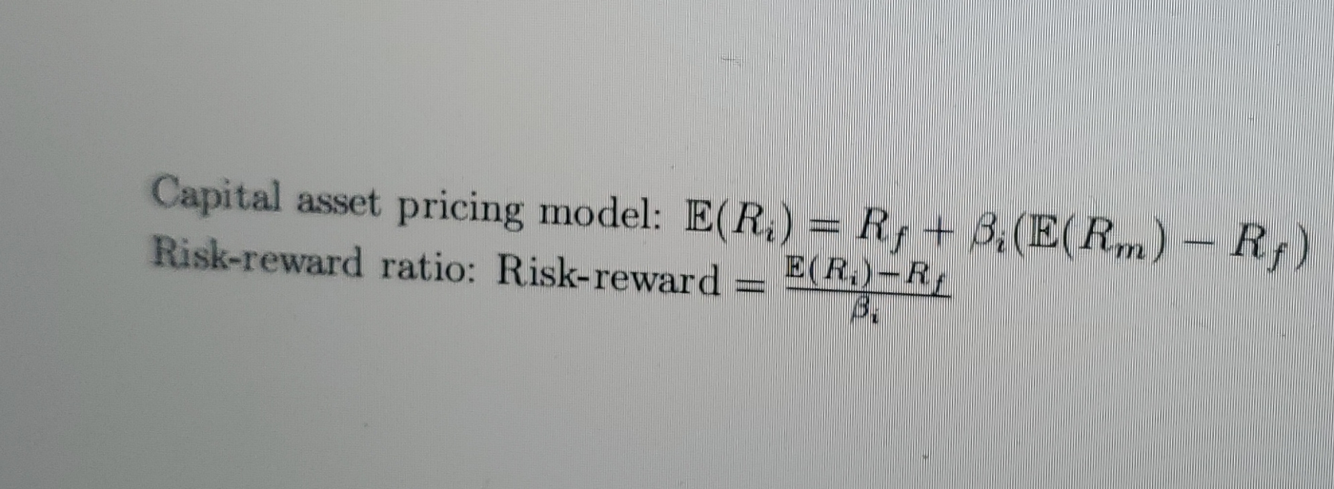 Ri Rrf Solved Capital asset pricing model: E(Ri)=Rf+βi(E(Rm)-Rf) | Chegg.com