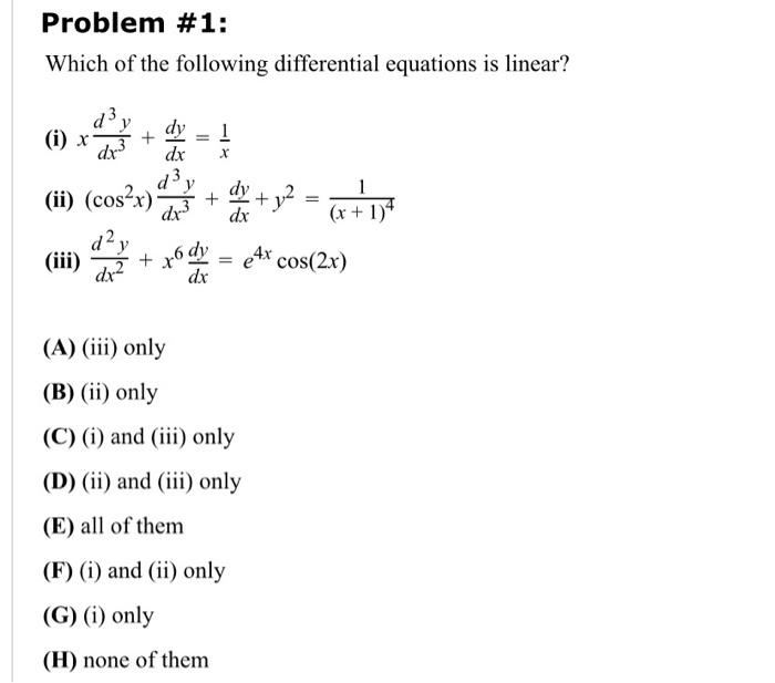 Solved Problem #1: Which Of The Following Differential | Chegg.com