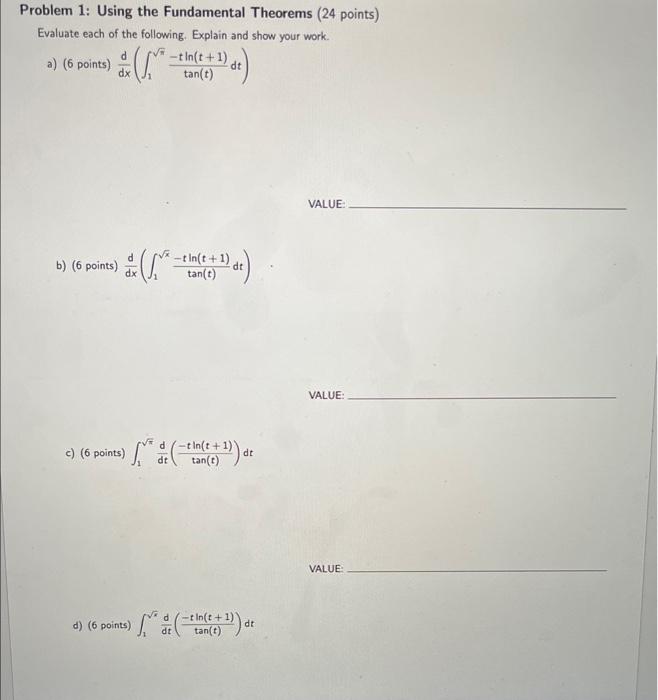 Solved Roblem 1: Using The Fundamental Theorems (24 Points) | Chegg.com