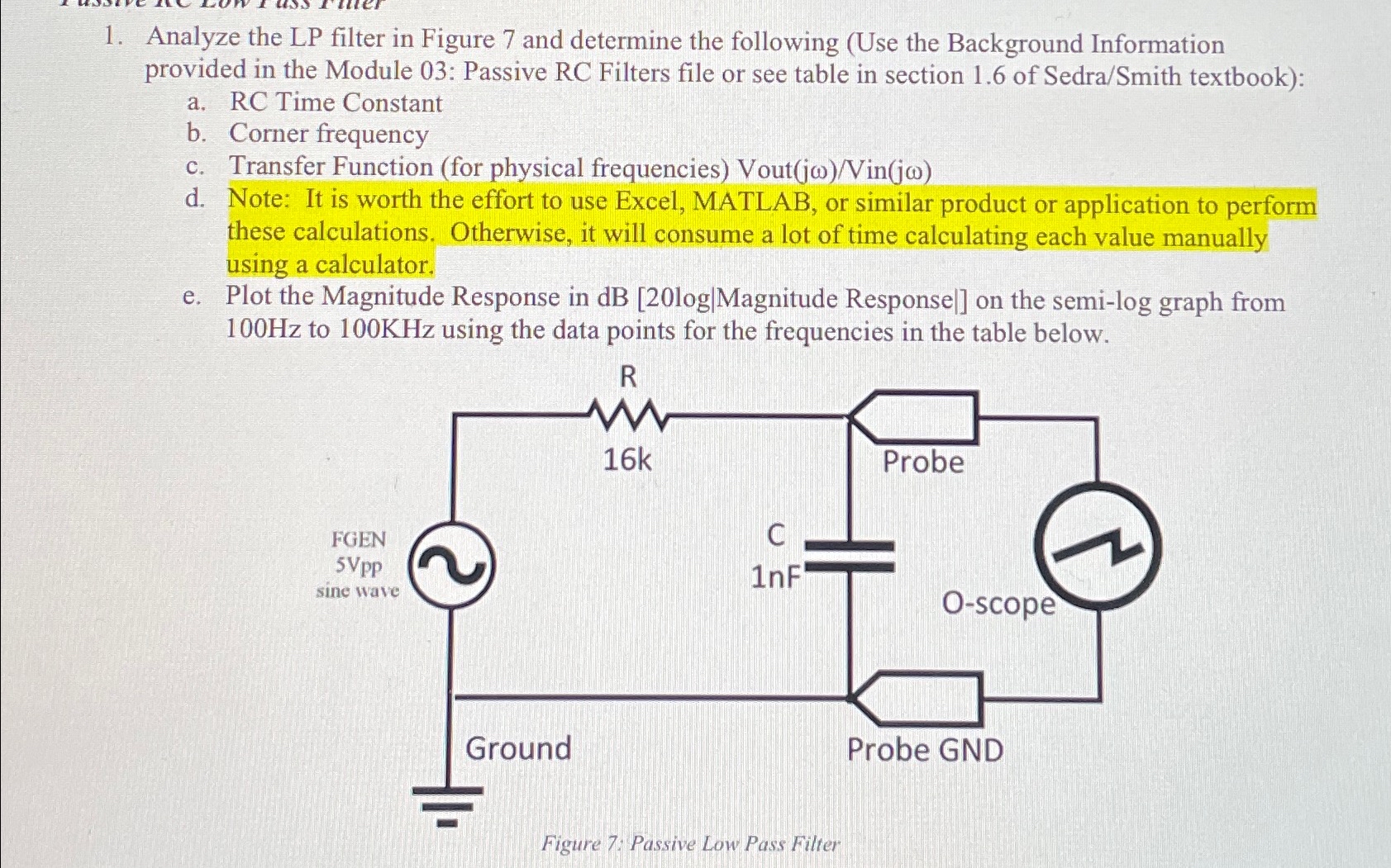 Solved Analyze the LP filter in Figure 7 ﻿and determine the | Chegg.com