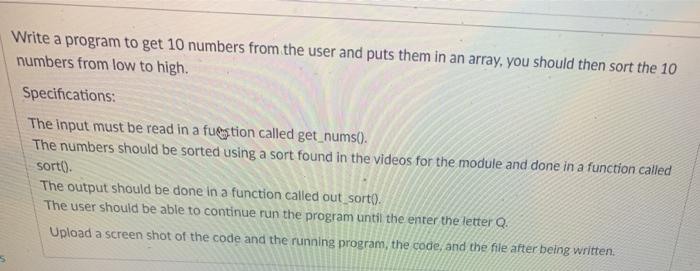 Solved Write a program to get 10 numbers from the user and | Chegg.com