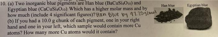 Solved Han blue Egyptian blue 10. (a) Two inorganic blue | Chegg.com