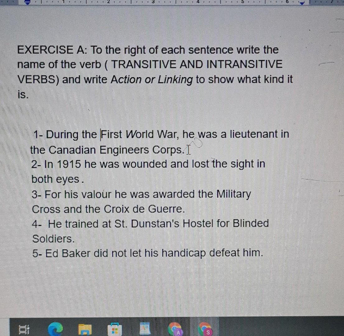 EXERCISE A: To the right of each sentence write the | Chegg.com