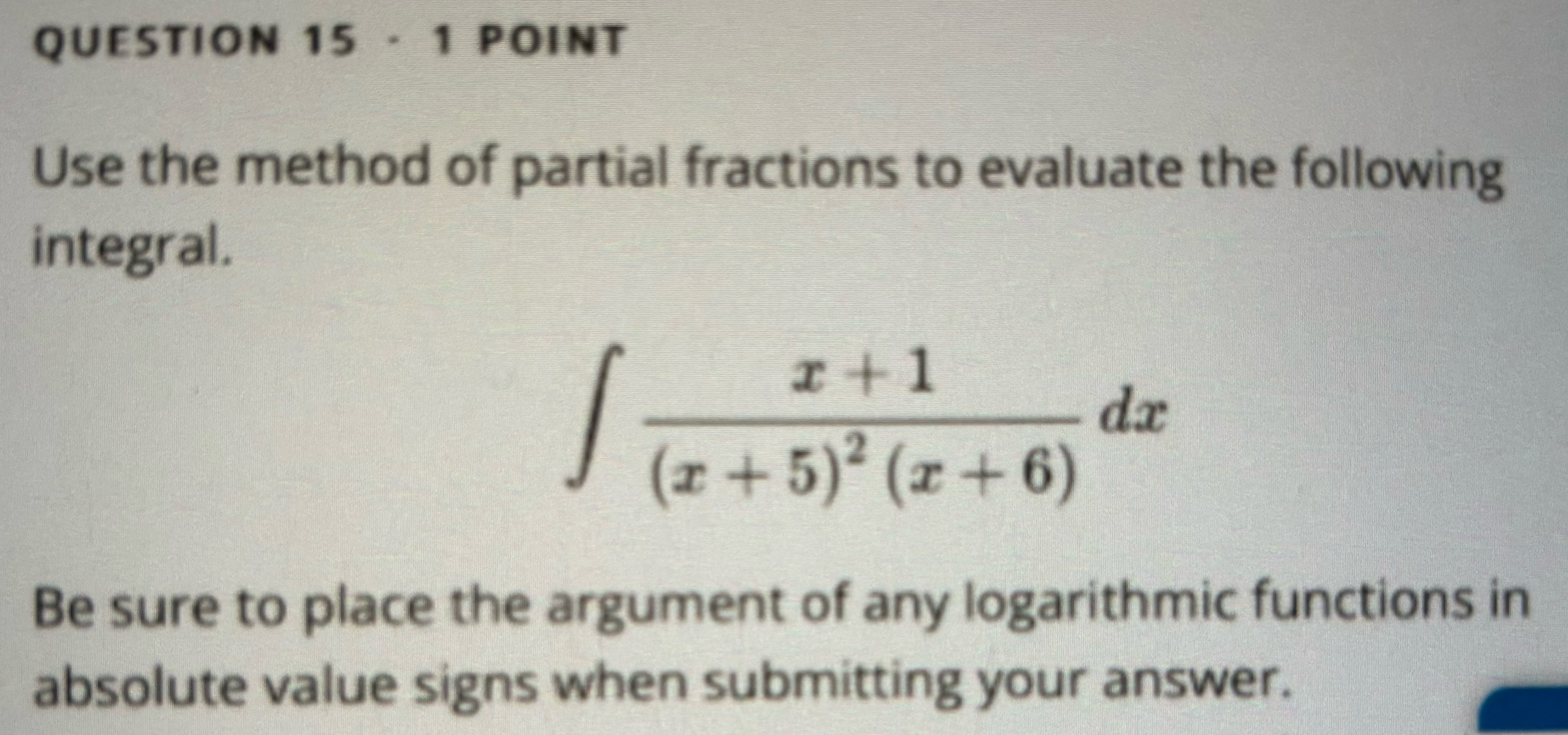 Solved QUESTION 15 - 1 ﻿POINTUse the method of partial | Chegg.com
