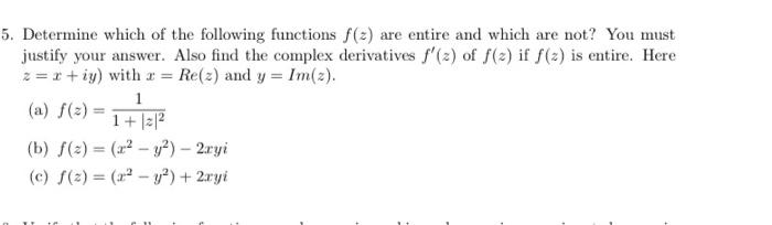 Solved Determine which of the following functions f(z) are | Chegg.com