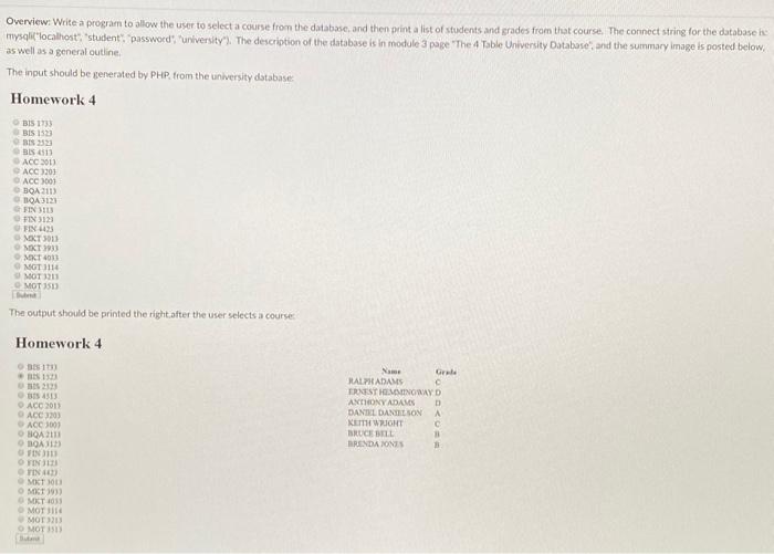 Solved Overview: Write a program to allow the user to select | Chegg.com