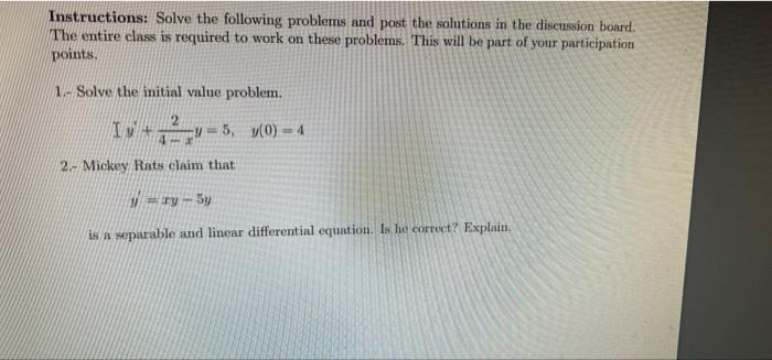 Solved Instructions: Solve the following problems and post | Chegg.com