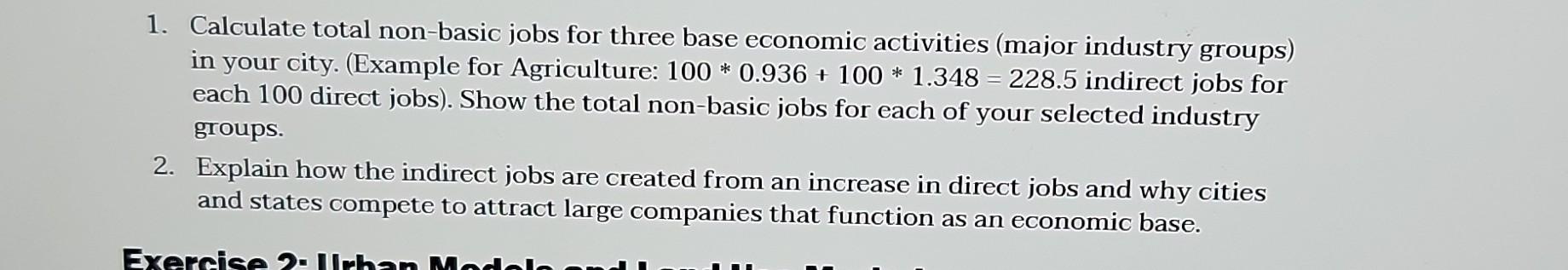 Solved Employment Multipliers, per 100 Direct Jobs1. | Chegg.com