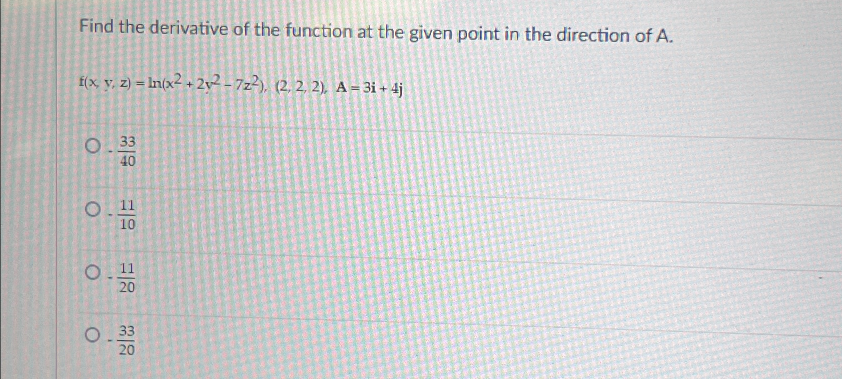 Solved Find the derivative of the function at the given | Chegg.com