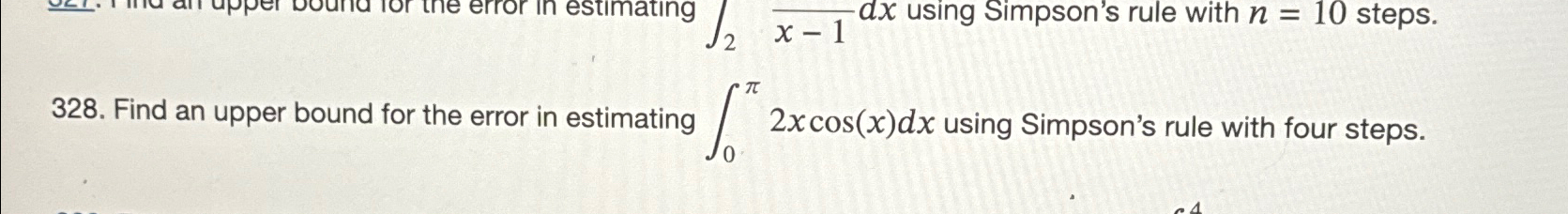 Solved Find an upper bound for the error in estimating | Chegg.com