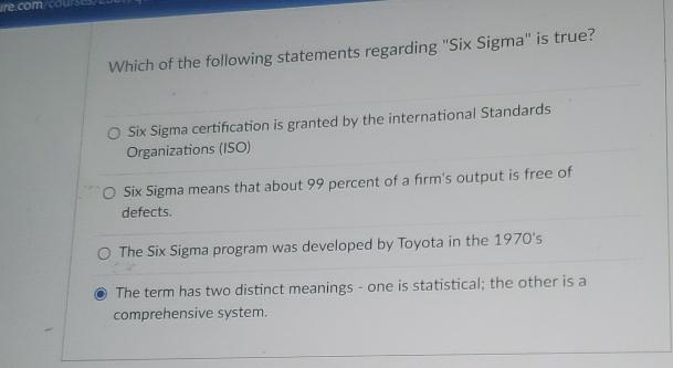 Solved Which of the following statements regarding "Six | Chegg.com