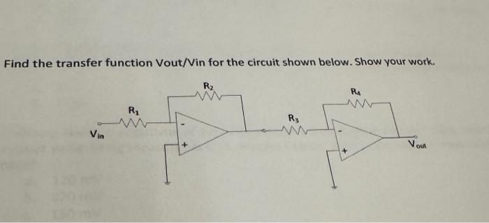 Solved Find the transfer function Vout/Vin for the circuit | Chegg.com