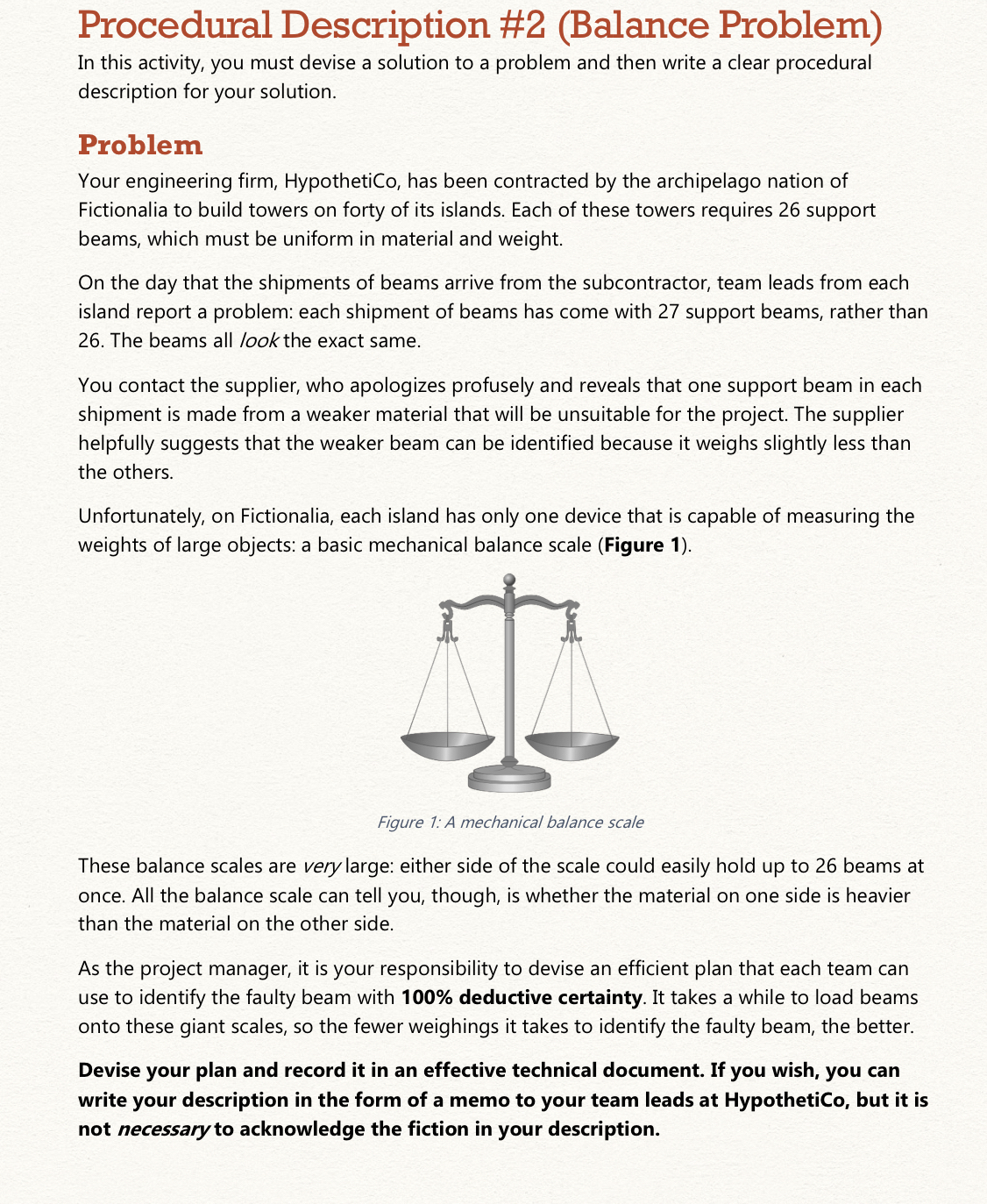 Procedural Description #2 (Balance Problem)In this | Chegg.com