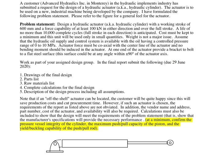 Solved A customer (Advanced Hydraulics Inc. in Monterey) in