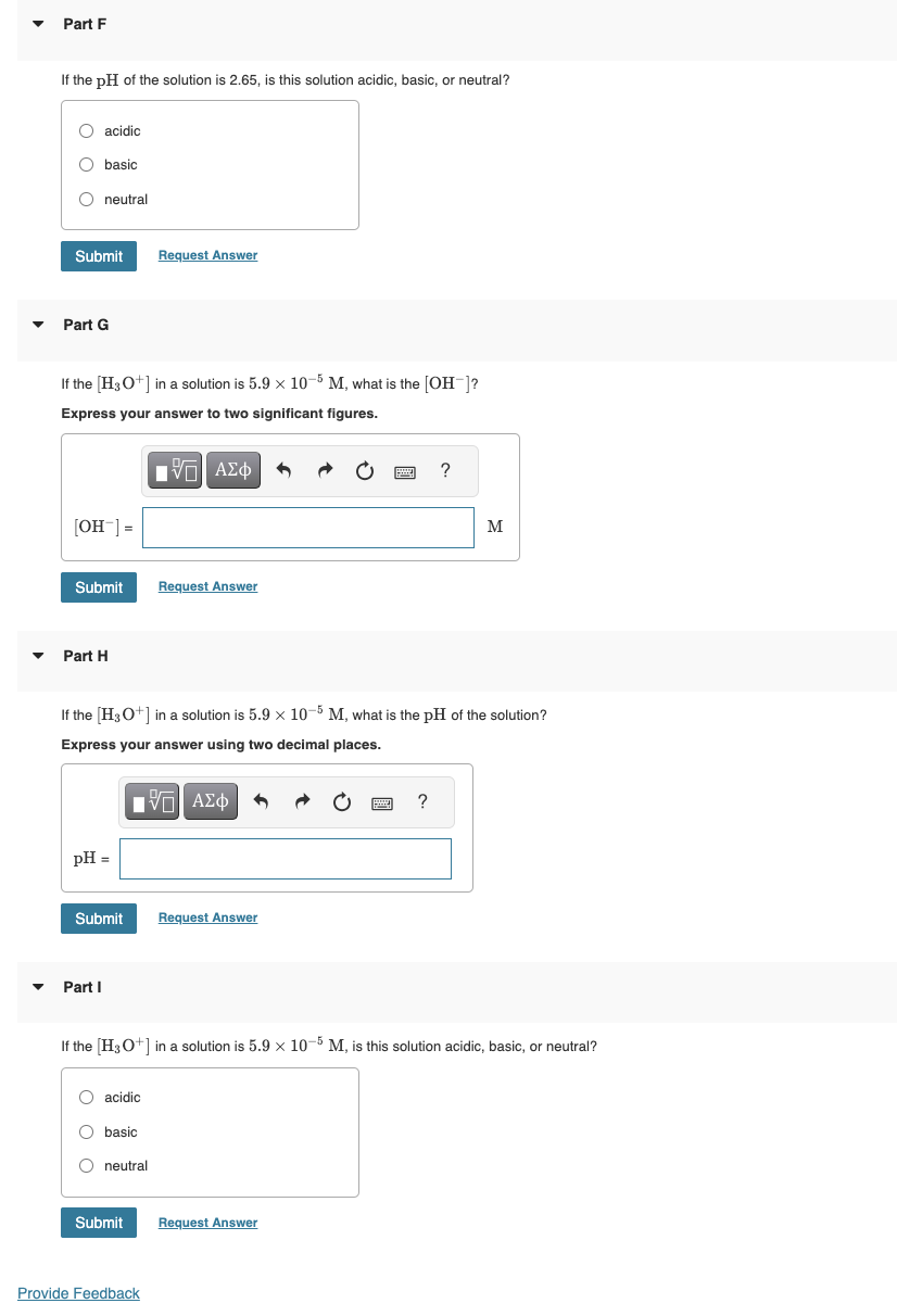 Solved Part FIf the pH ﻿of the solution is 2.65 , ﻿is this | Chegg.com