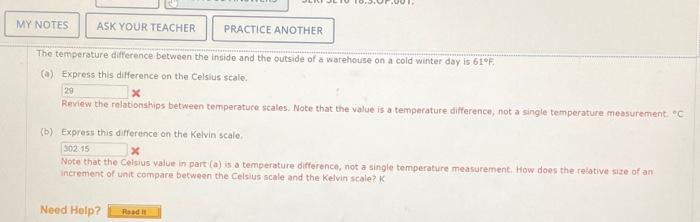 Solved The temperature difference between the inside and the | Chegg.com