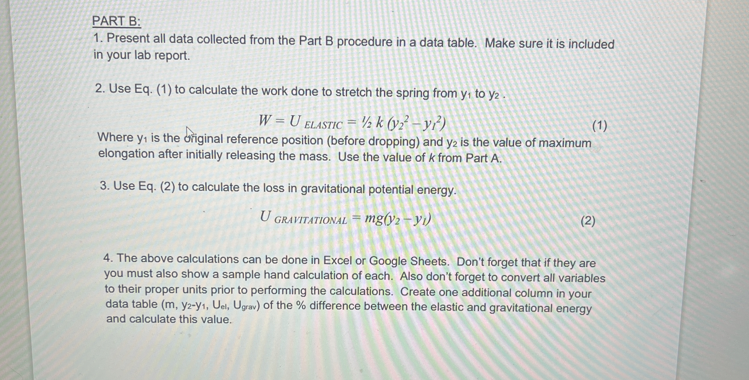 PART B:Present all data collected from the Part B | Chegg.com