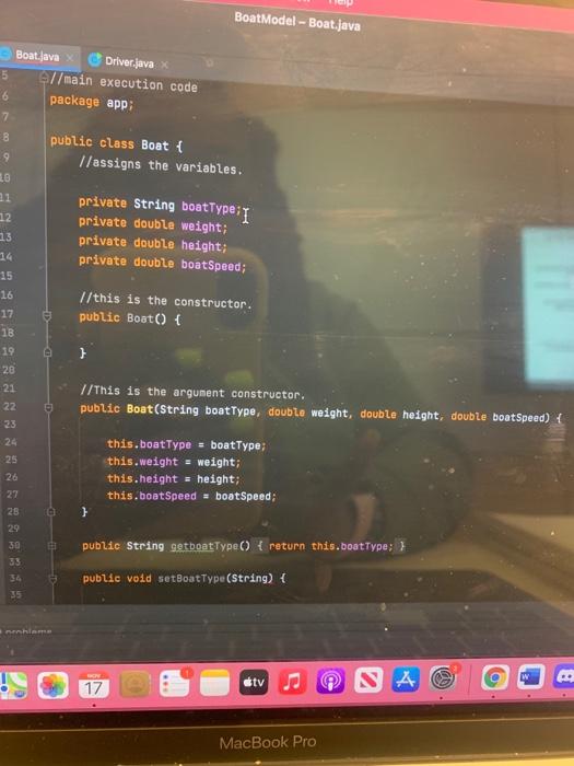 Solved create a boat in JAVA, use the attached pictures as | Chegg.com