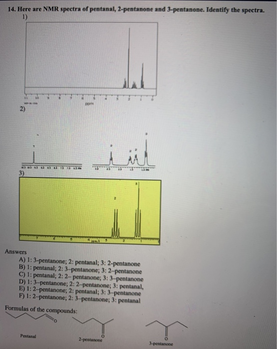 Solved 14 Here Are Nmr Spectra Of Pentanal 2 Pentanone Chegg Com