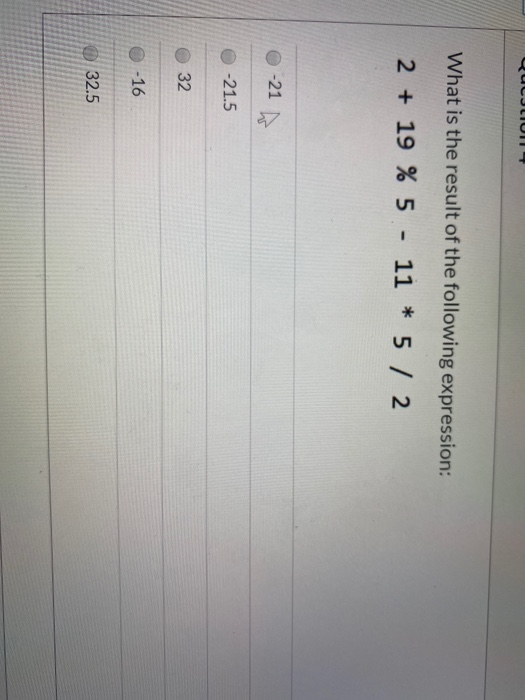 Solved Question 3 5 Pts What Is The Result Of The Followi