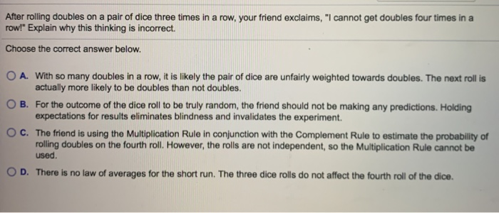 What is the probability of rolling doubles on a pair of dice