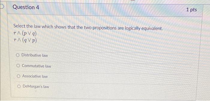Solved D Question 4 1 pts Select the law which shows that | Chegg.com