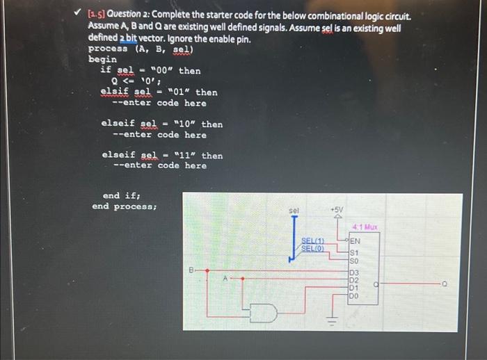 Solved [1.5] Question 2: Complete the starter code for the | Chegg.com